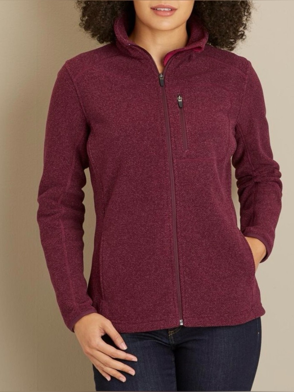 Duluth Trading Co Women's Burgundy Zip-Up Park Point Jacket